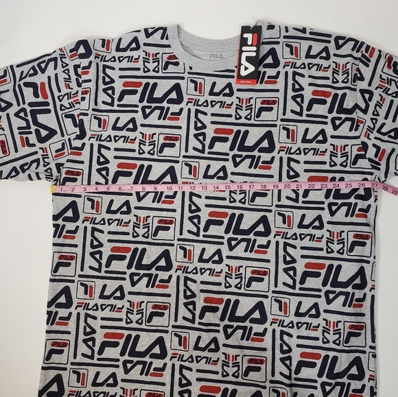 Fila Gray Logo T-Shirt Men's Size 2XL Spellout Streetwear Casual Big & Tall NWT - Picture 8 of 8